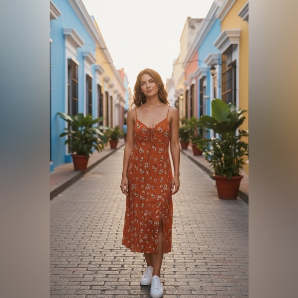 Mango Terracotta Floral Maxi Dress - Picture 5 of 5